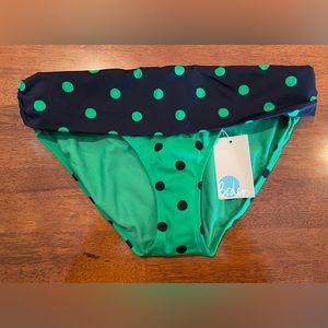 Boden Blue Green Dotted Fold Over bikini bottoms.  NWT Sz 10